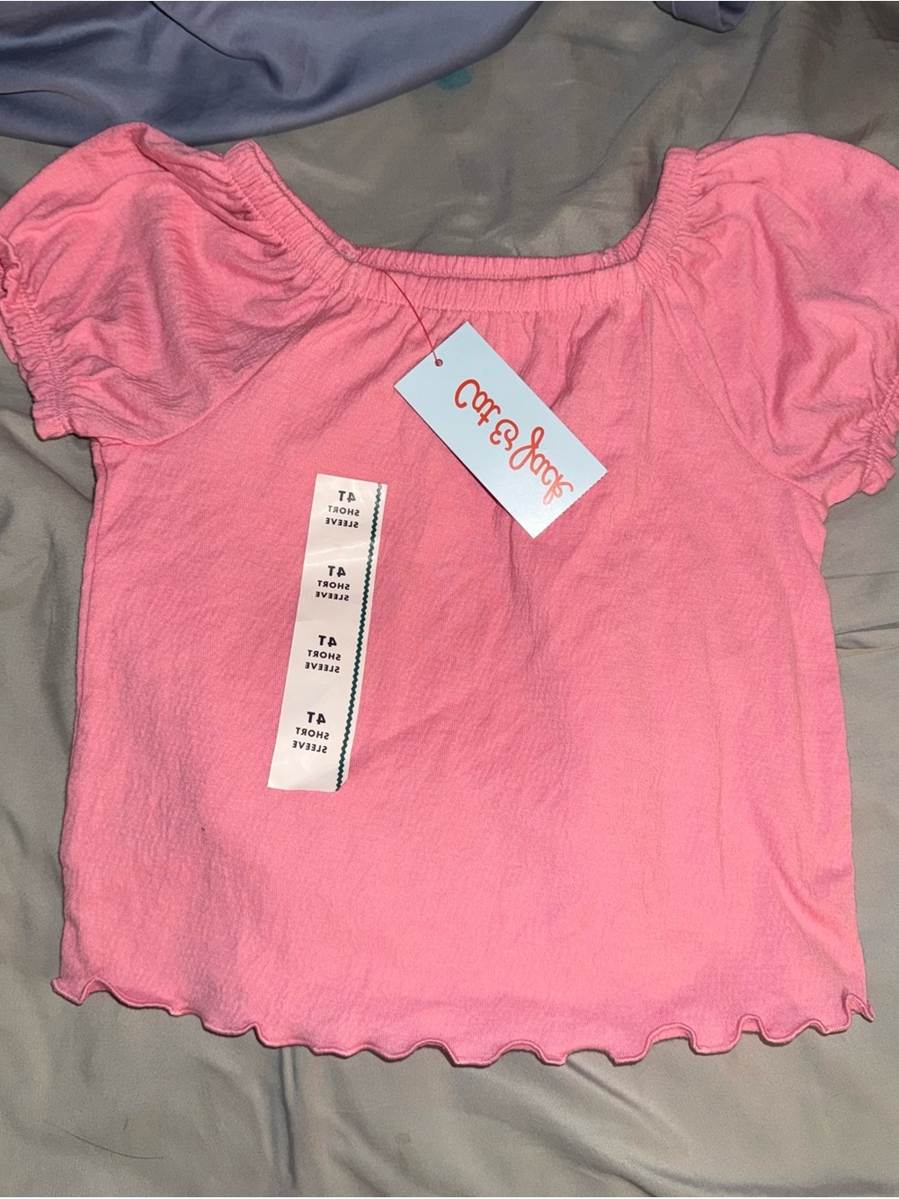 Cat & Jack Bubblegum Pink Puff Sleeve Crop Top